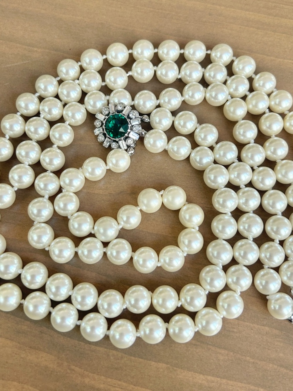 Vtg CAROLEE Majestic Pearl Necklace 3 Strand Knotted High End Art Deco 18” 13 mm - Picture 7 of 11